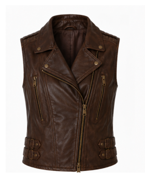 Cognac Women Leather Vest