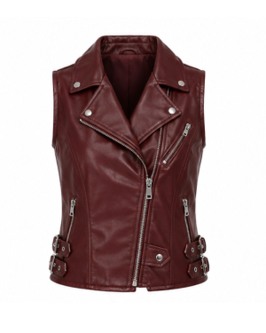 Oxblood Women Leather Vest