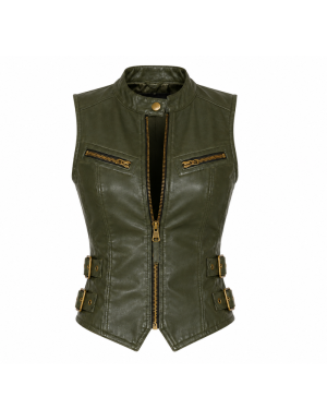 Zipper Leather Vest